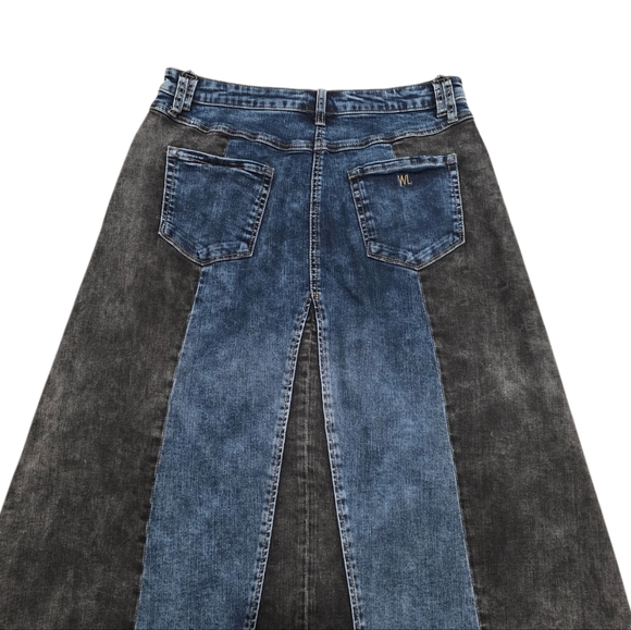 Wash Lab Denim Mixed Denim Maxi Skirt - Picture 10 of 14